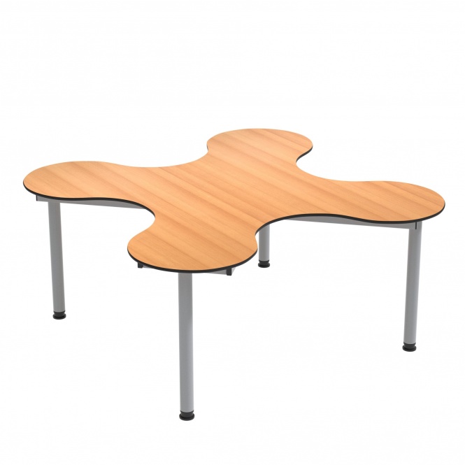 Kleeblatt 4er Tisch, 139x139 cm (B/T), höhenverstellbar 58-72 cm, 